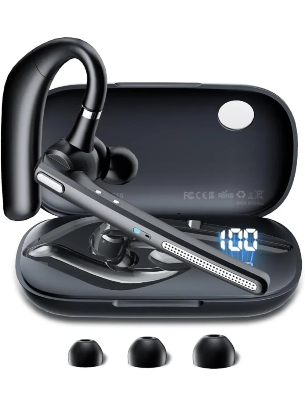 Wireless Bluetooth Headset with 72-Hour Talk Time & Noise Cancelling Mic